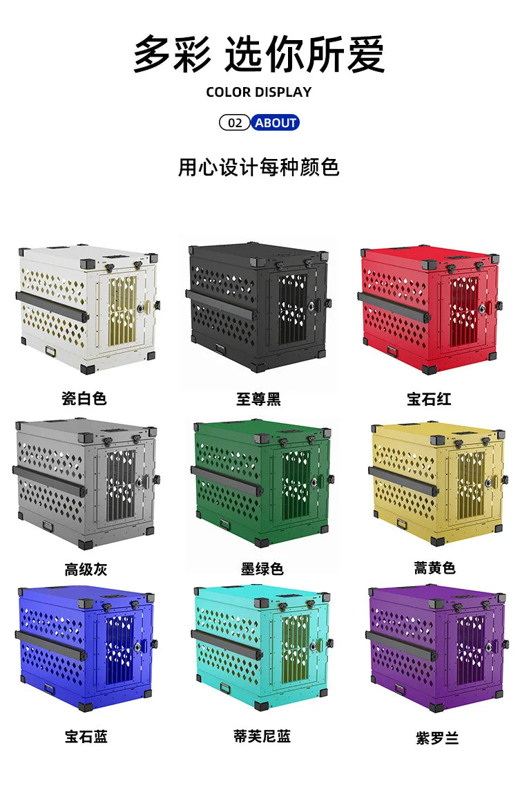 Portable dog cage Aluminum alloy medium and large dog  Folding pet car  Camping travel dog