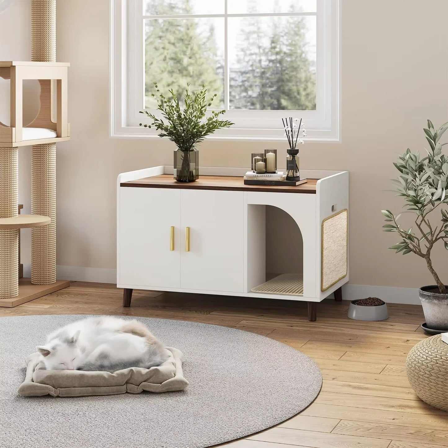 Manufacturer's Modern Design Solid Wood Cat Villa Hot-Selling Large Pet Furniture Multi-Functional Cat Cage Bedroom Apartment