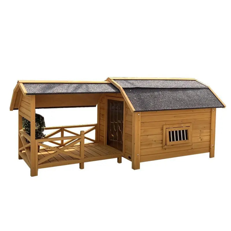 Outdoor Dog House Rainproof Courtyard Dog Villa Medium Kennel Shed Wooden Outdoor Rural Dog House