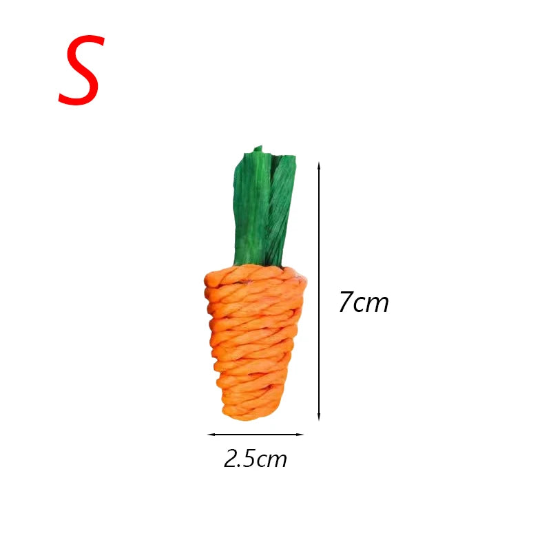 Natural Paper Rope Rabbit Puzzle Toy Grass Weaving Radish Carrot Shape Pet Accessories Guinea Pig Chinchillas Small Animals Toys