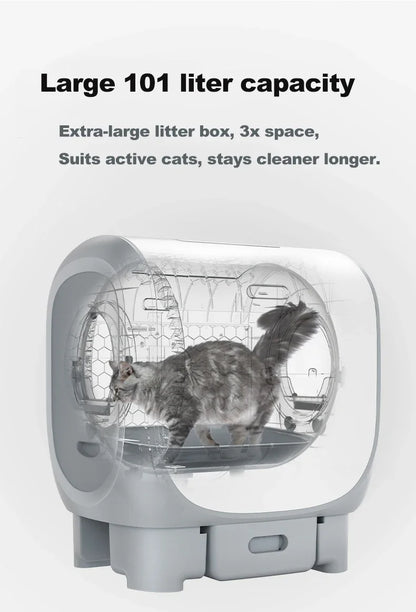 2024 New Design of 101L Large Self-Cleaning Automatic Cat Toilet  Fully Automatic Cat Litter Box