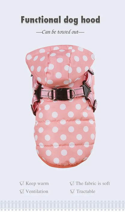 Winter Reflective Large Pet Dog Jacket With Harness Warm Clothes For Labrador Waterproof Coat Chihuahua French Bulldog Outfits