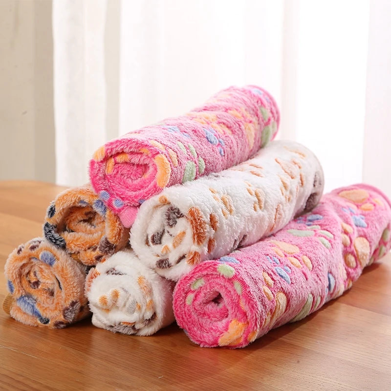 Soft Flannel Fleece Cat Dog Blanket Bed Mats Paw Foot Print Warm Pet Blanket Sleeping Beds Cover Mat For Dogs Cats Pets supplies