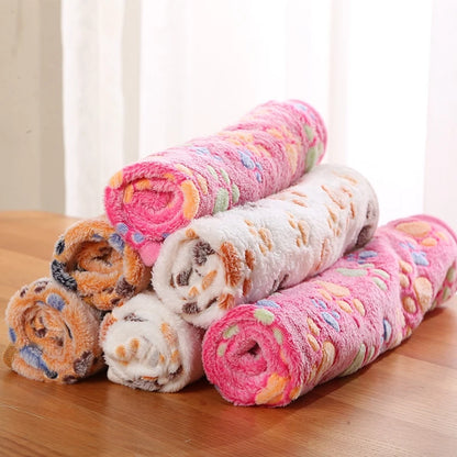 Soft Flannel Fleece Cat Dog Blanket Bed Mats Paw Foot Print Warm Pet Blanket Sleeping Beds Cover Mat For Dogs Cats Pets supplies