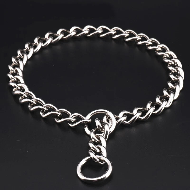 Durable Silver Dog Chain Collar Stainless Steel Choke Cuban Link Necklace Pet Training Collar for Small Medium Large Dogs Pitbul