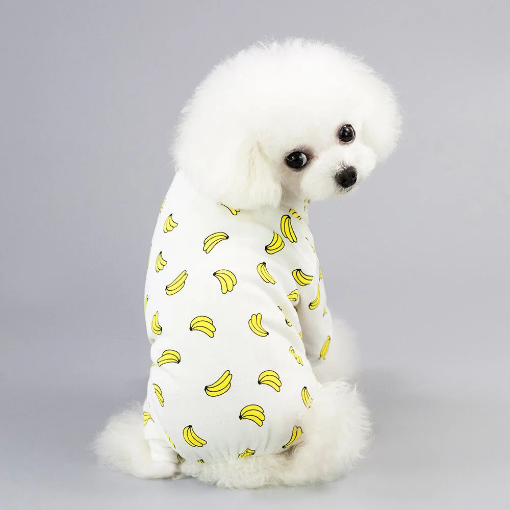 Pet Clothing Warm Cotton Dog Pajama Yellow Duck Soft Material Stretchable Dog Pajamas Onesie Pet Pjs Dogs Apparel for Small Dogs