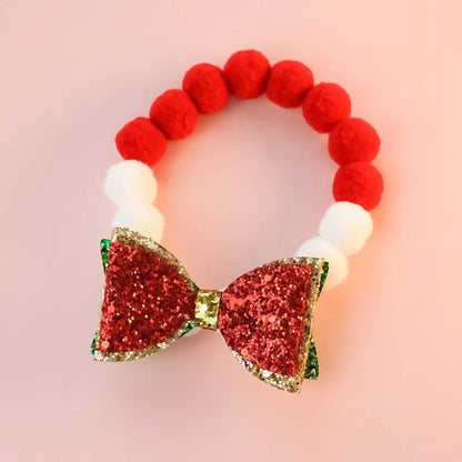 Christmas Necklace for Pet Dogs Sequins Bow Knot Candy Green Fluffy Chihuahua Small Puppy Collars Designer Fancy Cat Accessories