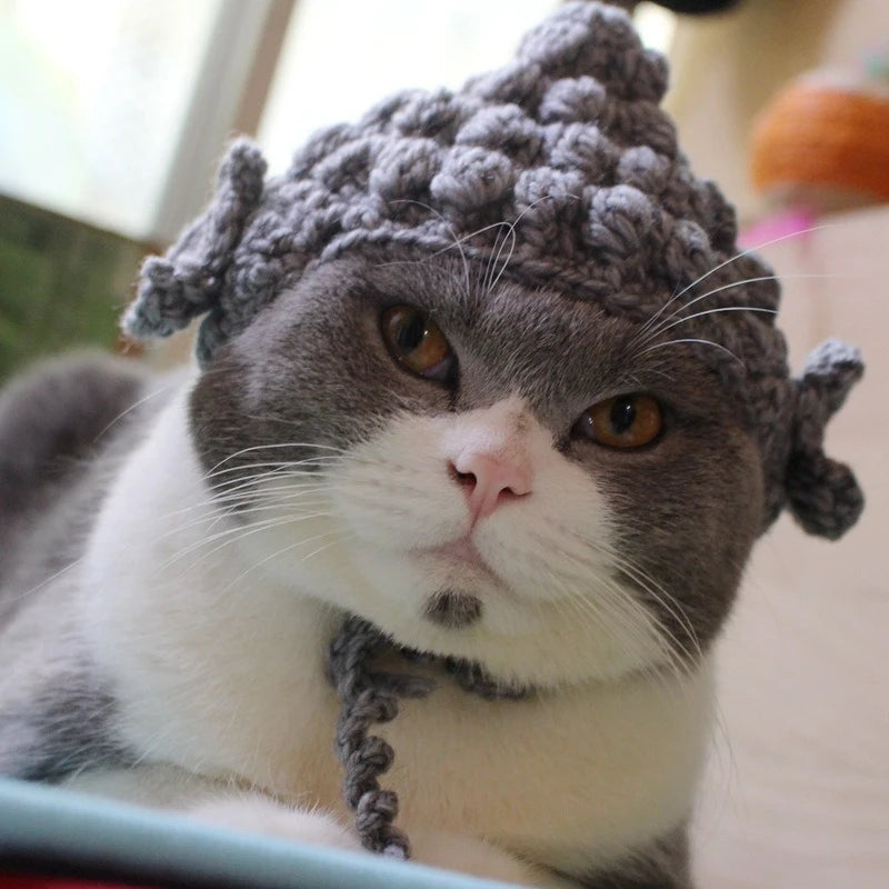 Winter Cosplay Buddha Pet Dog Hat Ginger Ear Protective Head Wear for Small Puppy New Year Lace Up Yorkshire Cat Accessories