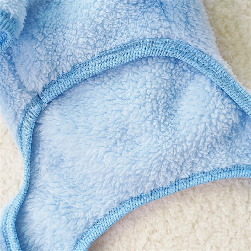 Soft Flannel Pet Dog Clothes Light Blue Solid Flower Winter Overalls for Cats New Year Cosplay Chihuahua Coat Kitten Sweatshirts