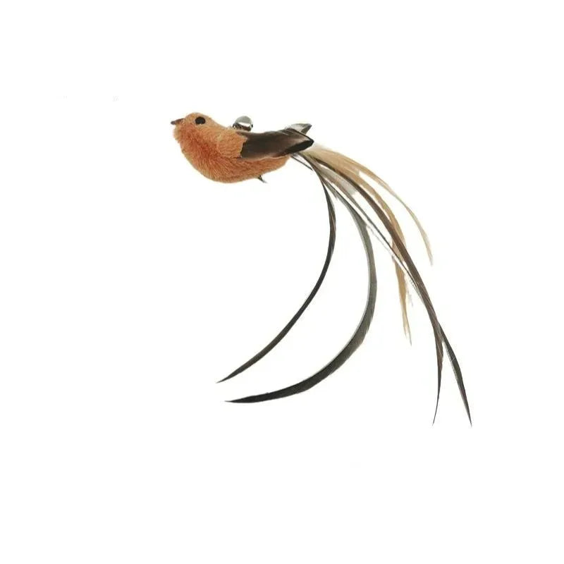 Funny Simulation Bird Interactive Cat Feather Toy with Bell Sucker Cat Stick Toy for Indoor Kitten Play Chase Exercise Cat Toy