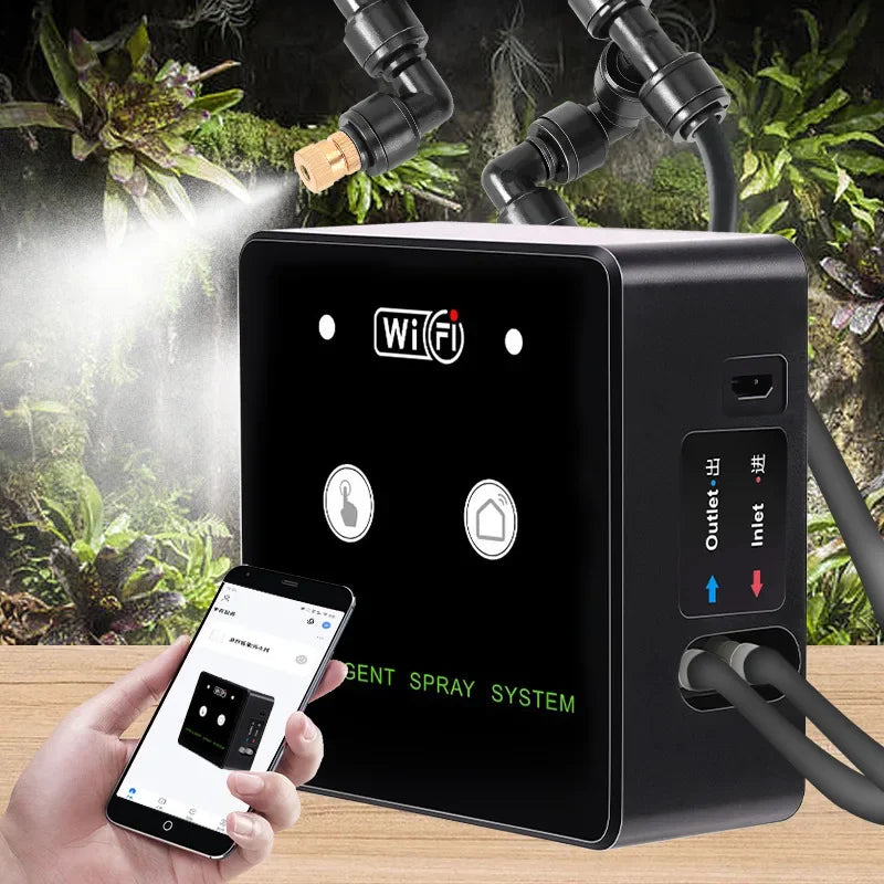 WiFi Control Intelligent Reptile Spray Humidifier Timer Automatic Mist Rainforest Timing Spray System Kit Irrigation Sprinkler