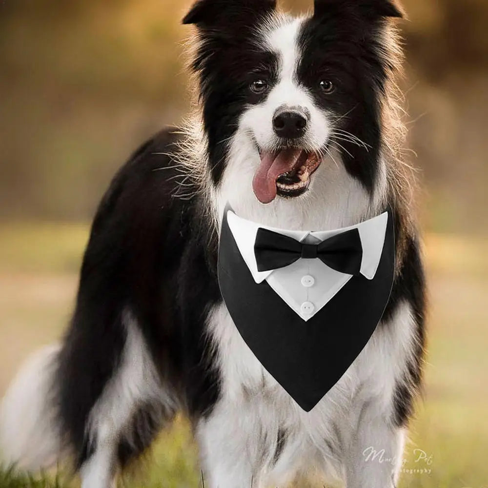 Dog Wedding Bandana Collar Dog Collar Bow Tie Breathable Dog Tuxedo Adjustable Neck Scarf for Weddings Parties Birthdays