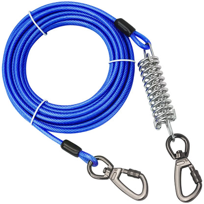 Tie Out Cable Dog Leash with spring Durable Anti-Bite Two Head dog Leash, Outdoor Dogs Leash Belt For Small Medium Dog Walking