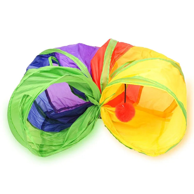 Rainbow Cat Tunnel Pet Tube Collapsible Play Toy Indoor Outdoor Kitty Puppy Toys for Puzzle Exercising Hiding Training