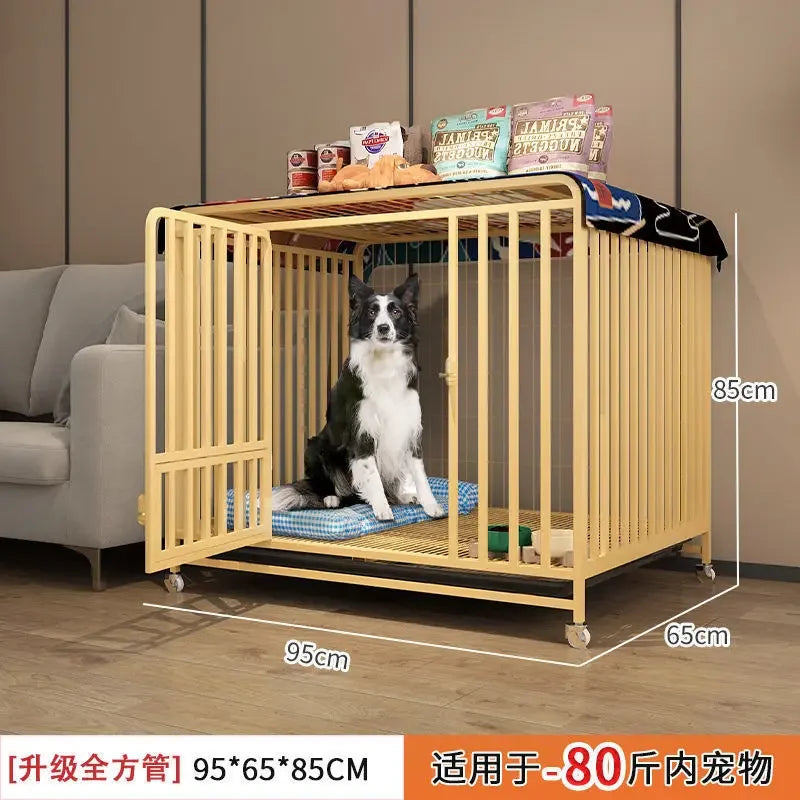 Dog cage Medium and large dog household Dog cage with toilet Square pipe Bold reinforcement Villa indoor Golden Retriever Labrad