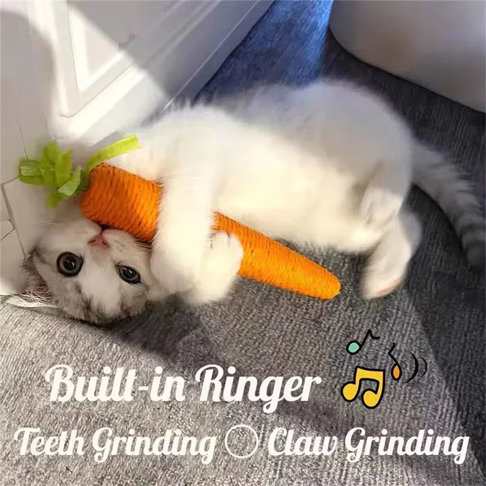 Cat Toys Simulation Carrot Sounding Pet Toys For Kitten Dogs Sisal Teeth Grinding Squeak Interactive Cat Chew Toy Pet Supplies