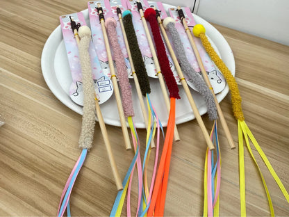 Cat Toy Cat Teaser Sticks Teasing Cats Stick Cats Toys Strips Ribbons Tassels Pet Cats Self-hi Interactive Biting Pet Supplies.