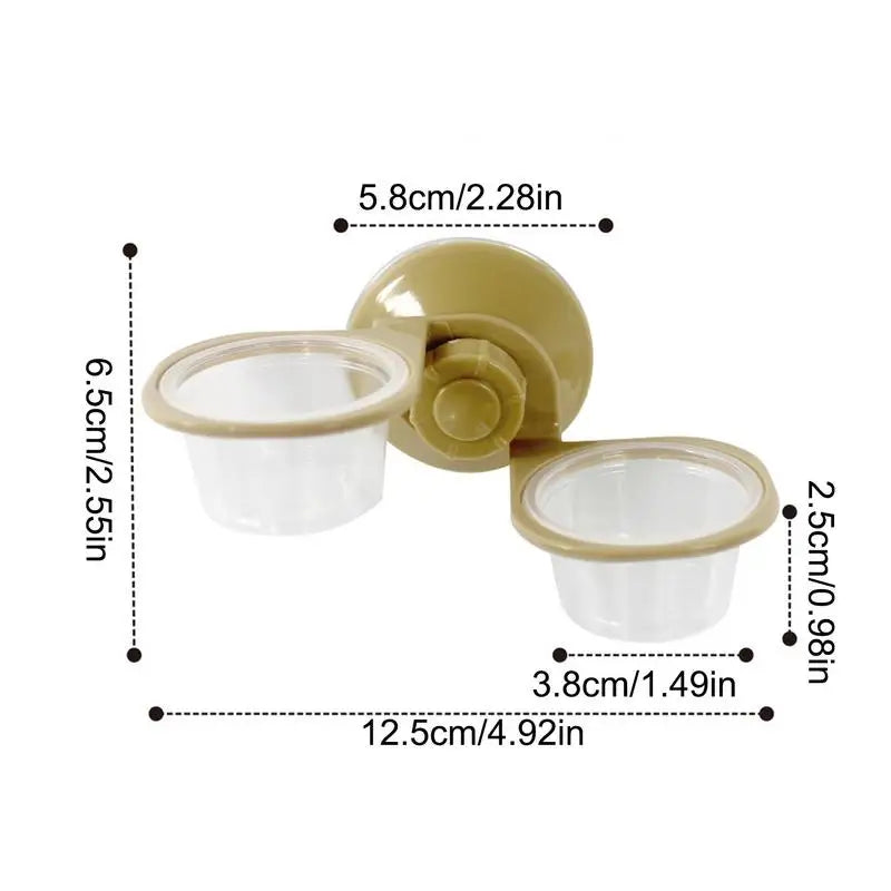 Reptile Feeder Suction Cup  Double Bowl Gecko Feeder Reptile Feeding Cup Chameleon Feeding Food Bowl For Reptiles Food And Water
