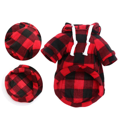 Winter Warm Pet Dog Clothes Plaid Printing Big Dog Coat Outfit for Large Dogs Labrador Hoodies Sweater Gold Retriever Clothing