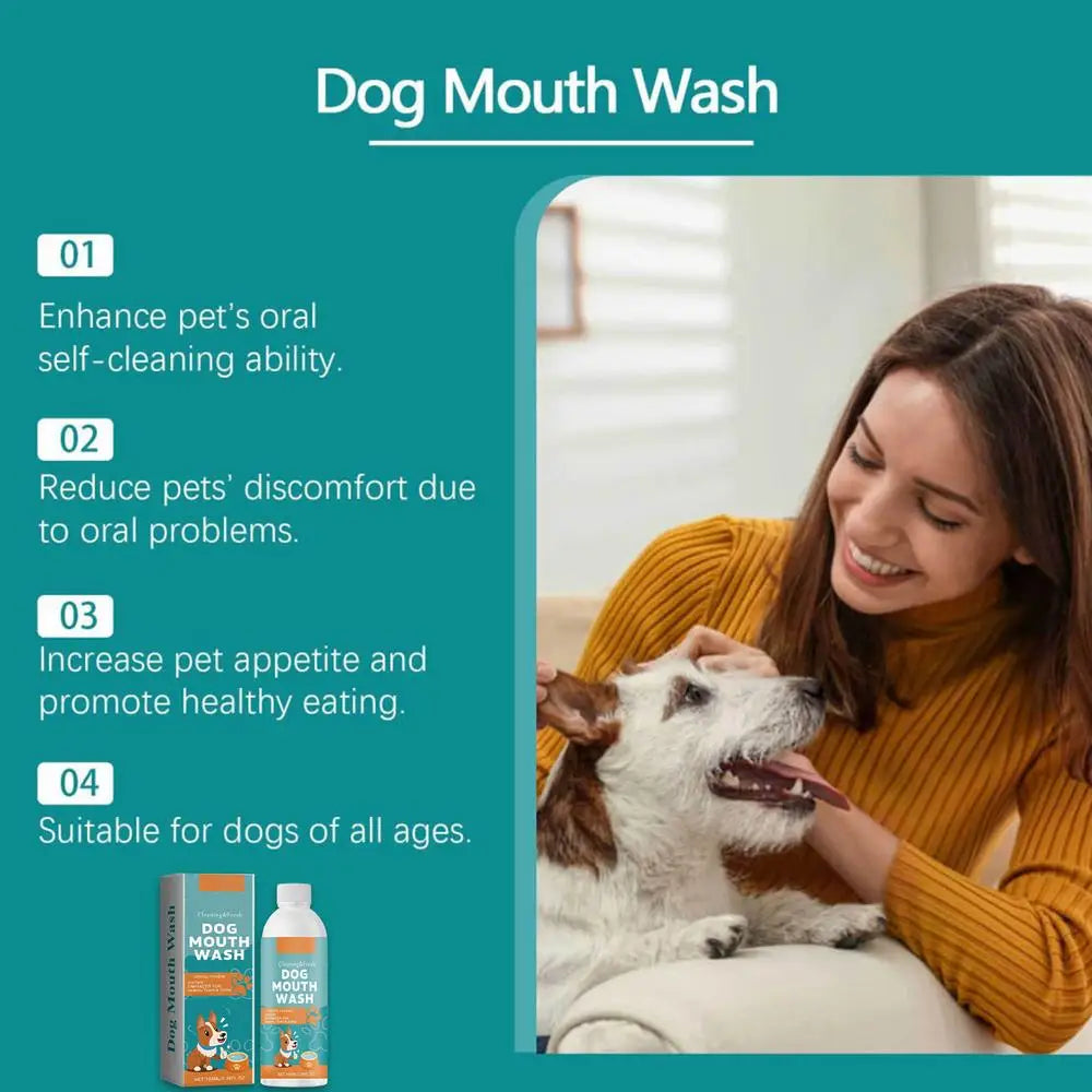 Dog Breath Water Additive 100ml Dog Teeth Cleaner Wash Effective Dog Teeth Cleaner Wash Natural Teeth Cleaning Freshener For