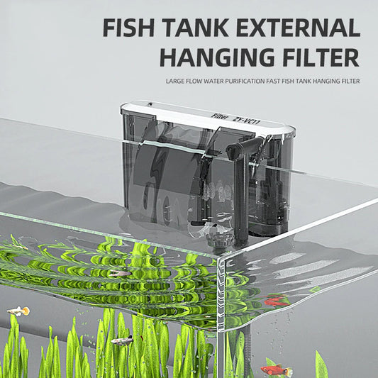 Thin External Hang On waterfall filter aquarium silent filter pump 220~240V interface filter water pump Three in one oxygen pump