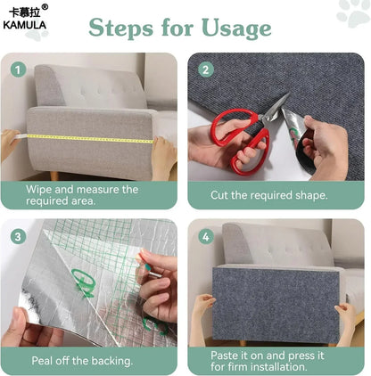 Wall Anti Cat Scratch Sofa DIY Cats Scratch Board Sofa Protection Paws Sharpen Trimmable Self-adhesive Carpet Cats Scratch Board