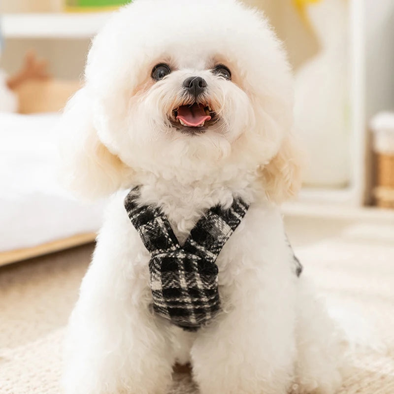 Autumn Winter Warm Pet Dog Dress Puppy Shirt Luxury Dog Clothes Thickened Striped Plaid Dog Costume Chihuahua Bichon Dog Coat