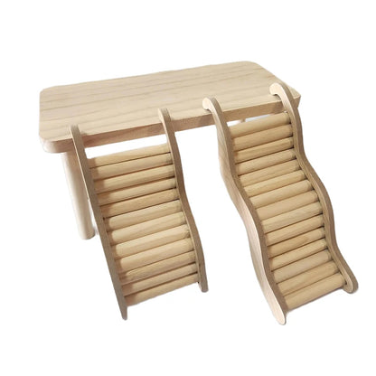 Smooth Hamster Hideaway Wooden Hamster House with Climbing Ladder Small Pet Castle Arch Bridge for Dwarf Mice Gerbils Small Pets