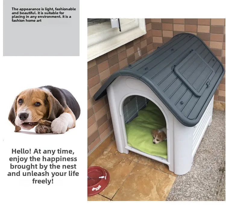 Outdoor kennel with toilet, sun protection in summer, universal in all seasons, outdoor rain-proof dog house, warm in winter, s