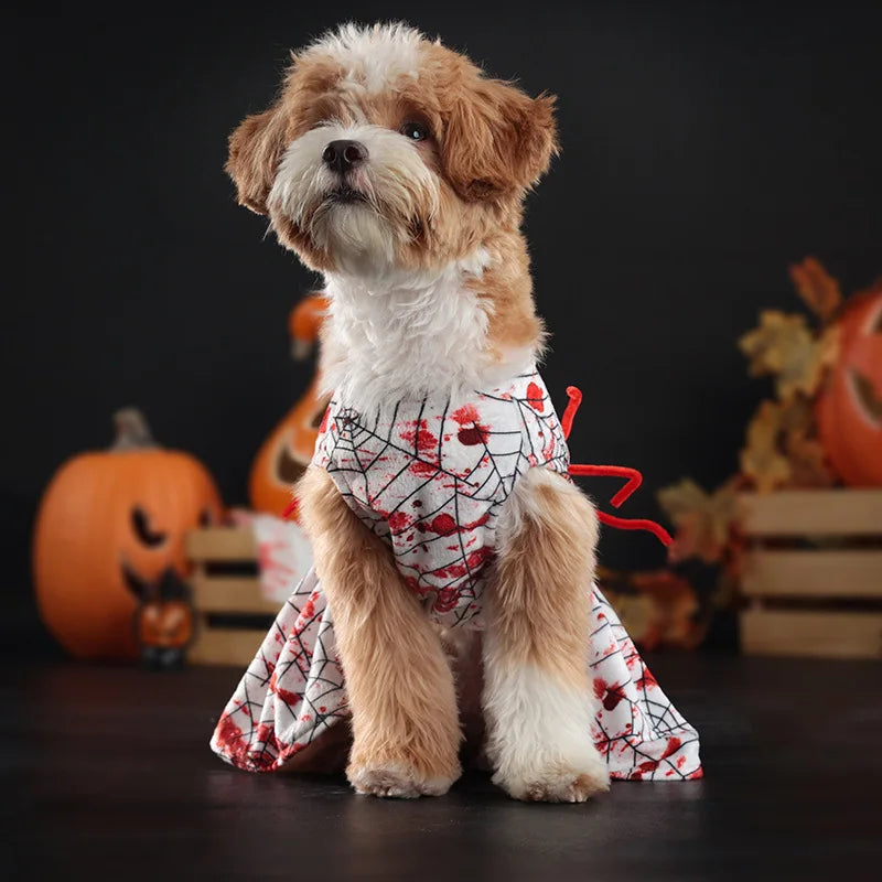 Halloween Dog Costume Funny Dog Clothes Terror Spider Skull  Pet Dog Dress Puppy Jumpsuit Chihuahua Bichon Dachshund Dog Outfits