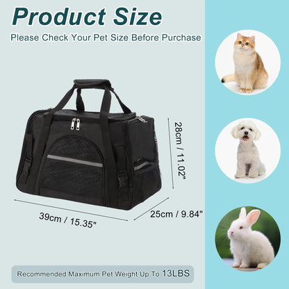 UXCELL Pet Carrier Puppy Carrier Dog Bags for Small Cats Dogs Puppies Up to 13 Lbs Black 600D Oxford Cloth Pet Carriers