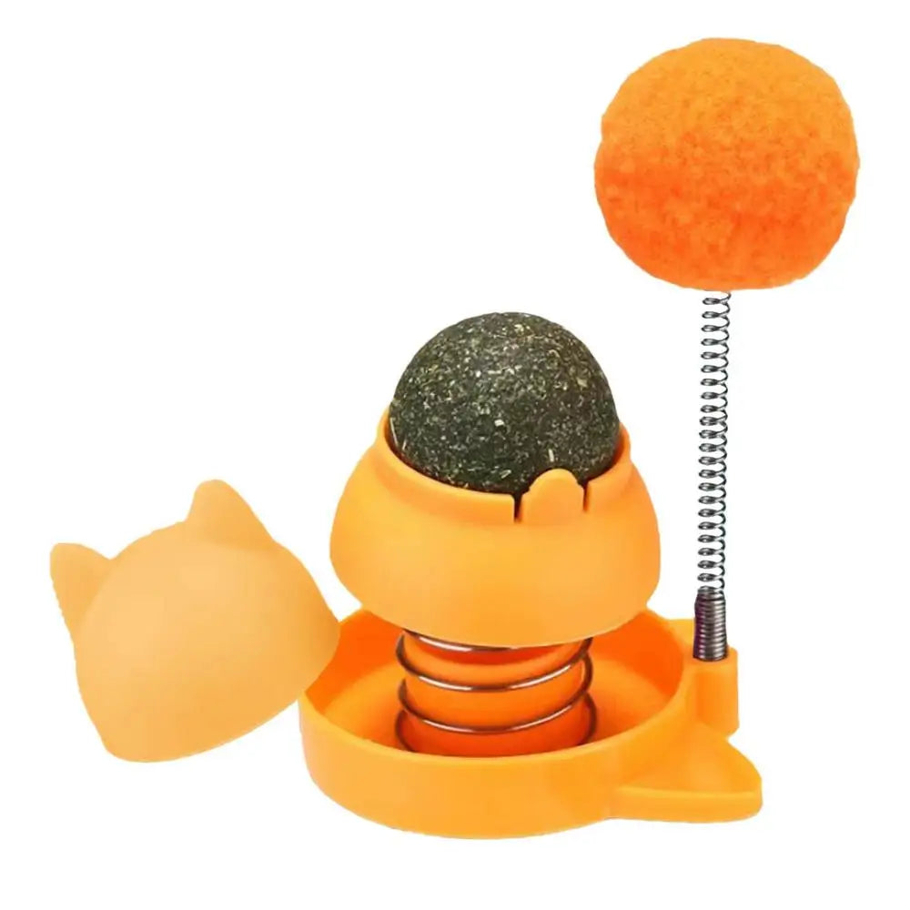 Catnip Ball for Cats Wall Rotatable Cat Licking Balls Edible and Healthy with Spring Ball Cat Licking Balls for Cats Catnip
