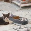 Pet Double Feeding Bowl Non-Slip Feeder Two Dishes For Cats Non-skid Pet Stainless Steel Bowls Pet Feeder Food Dispenser