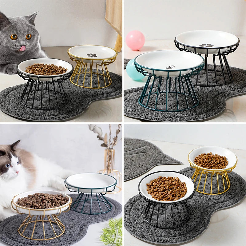Pet Ceramic Bowl Nordic Cat Ceramic Cat Food Rack Canned High Foot Snack Plate Anti-Cervical Reinforcement Dog Bowl For Pets