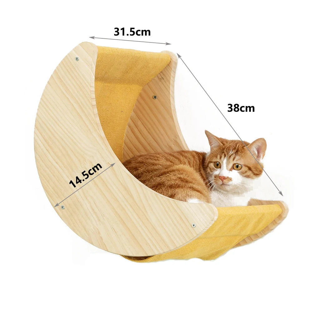 Cat Tree Cat Mounted Climbing Wall with Cat Hammock and Cat Climbing Ladder Cat Shelf Sisal nest for Kitten Playing and Rest