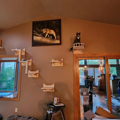 1Pc Cat Wall Mounted Bridge & Scratching Post & Cat Hammock Cat Nest Cat Sisal Stairway Ladder for Kittens Pet Indoor Furniture