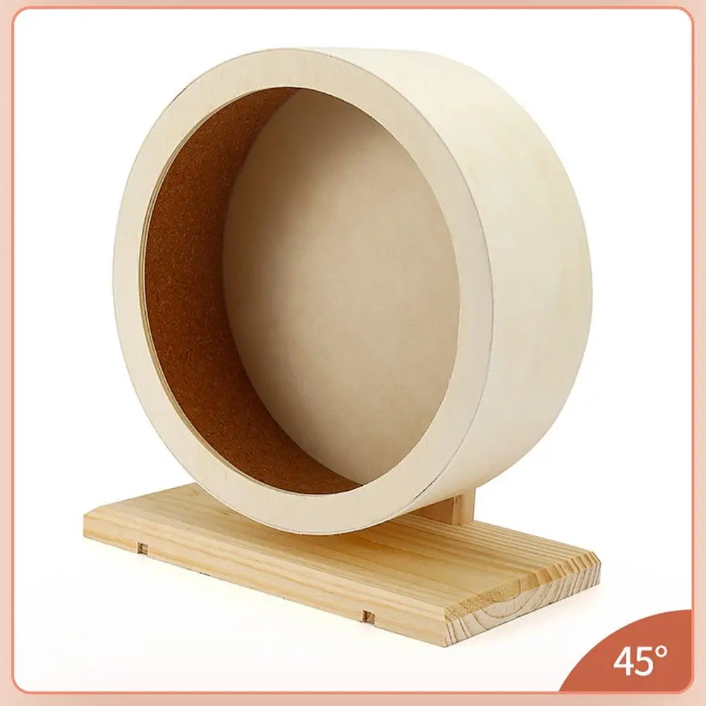 Hamster Running Wheel Golden Bear Mute Wooden Belt Bracket With Cork Pad Roller Sports Golden Bear Landscaping Pet Supplies