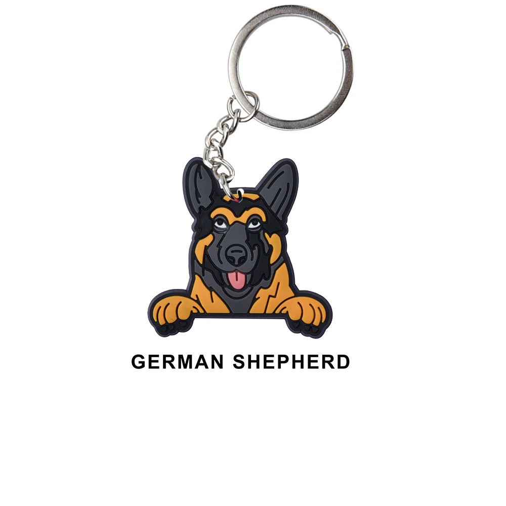 Cartoon Cool Dogs Keychains Bulldog English Springerspaniel Keyrings Maltese Greyhound Key Chains Husky Keeshond Key Rings Gifts
