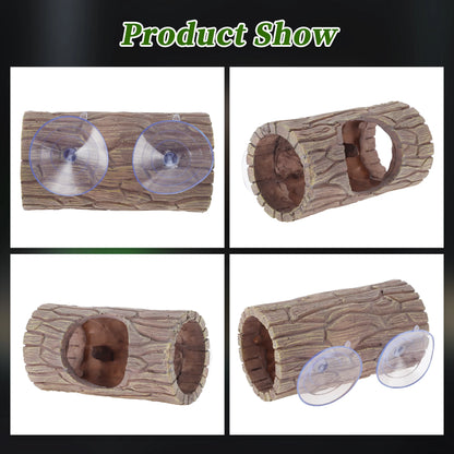 UXCELL Pets Reptile Hide Cave Habitat Shelter Resin Tree Reptile Artificial Woods with 2pcs Suction Cup Habitat Decoration