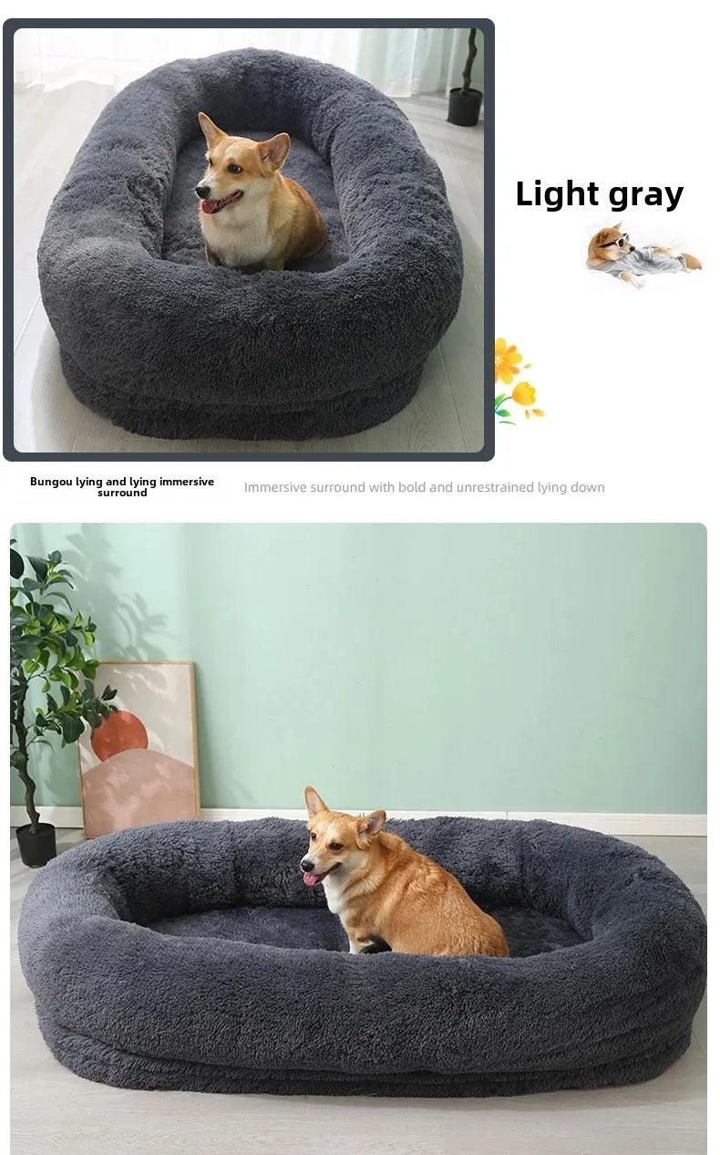 Large Kennel Pet Pad Human Dog Bed Winter Warm Pet Supplies Removable and Washable Sofa Lazy Can Sleep and Lie Down