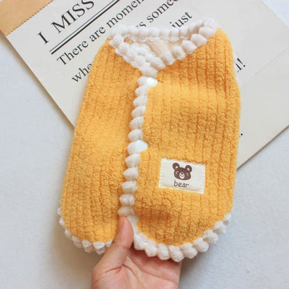 Winter Warm Clothes Cardigan Pet Dog Coat Fleece Jacket Chihuahua Bichon Clothing Puppy Vest Girls Dog Costume for Small Dogs