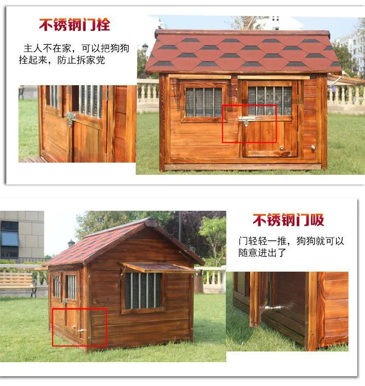 Outdoor Solid Wood Labrador Kennel Waterproof Small Medium Large Dog Cage Golden Retriever Teddy Kennel