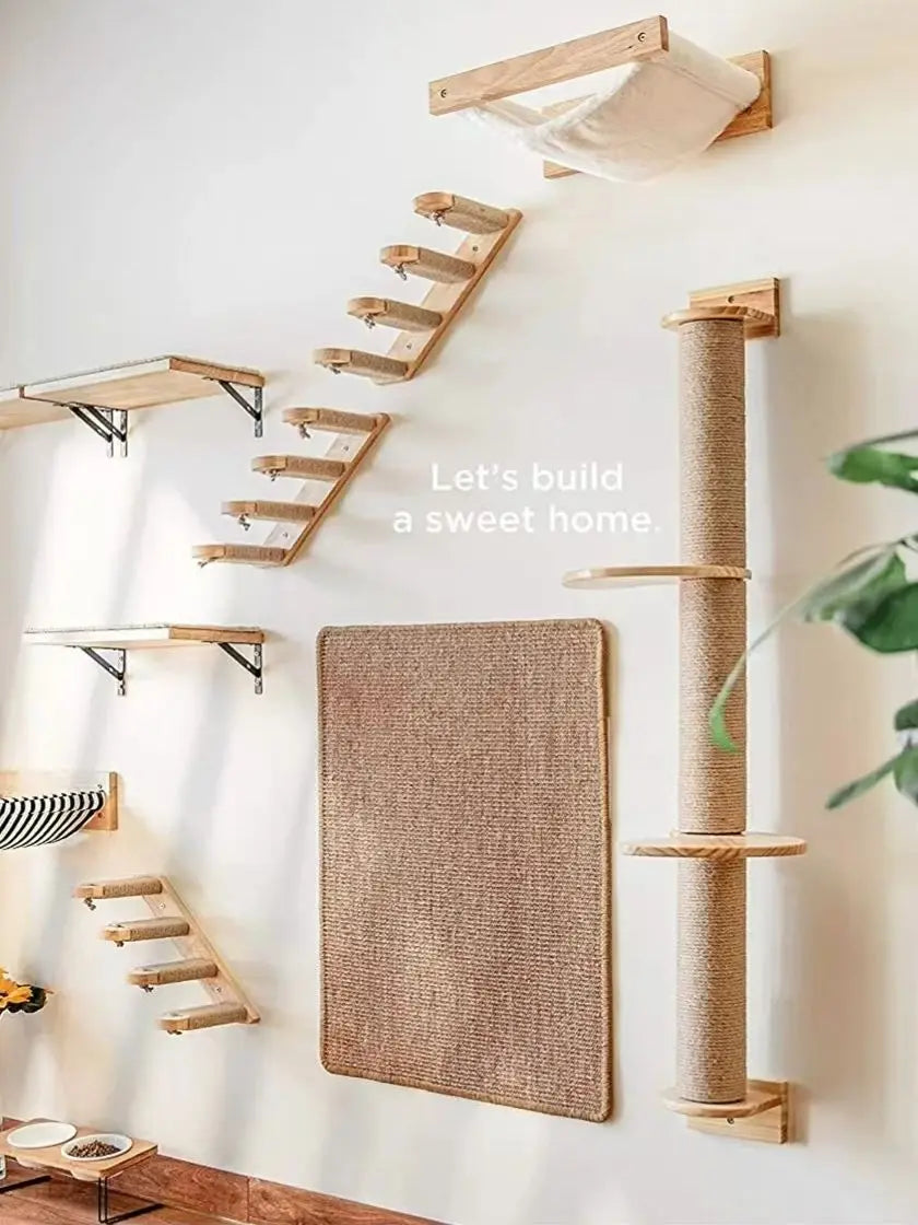 High-Quality Wall-Mounted Cat Scratching Furniture  With Cat Climbing Perches Hammock Wall Steps For Sleeping And Playing