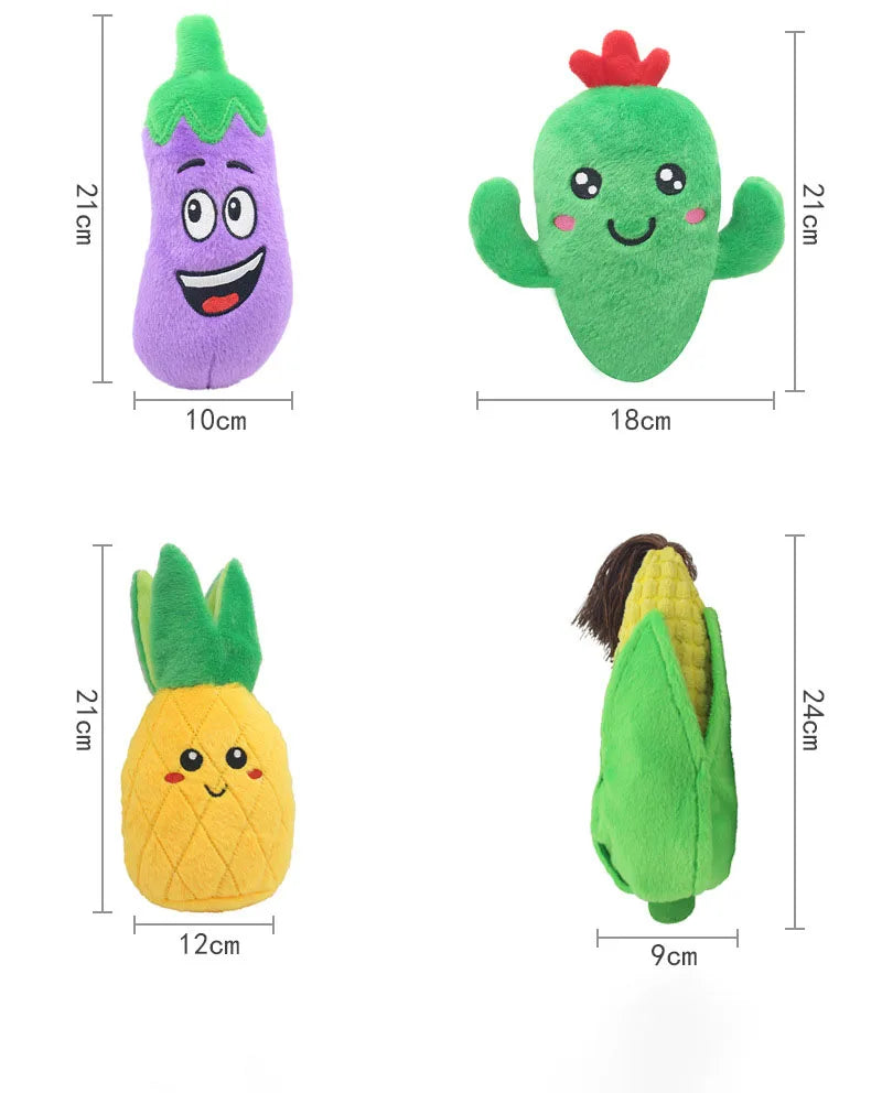 Pet plush sound toy fruit vegetable dog cat educational toy supplies cactus corn eggplant