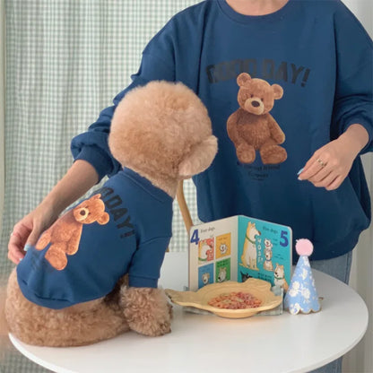 Winter Warm Cute Pet Casual Wear Clothes Bichon Hoodies Cartoon Bear Design For Puppy Dogs Poodle Teddy Girls Sweatshirt Jacket