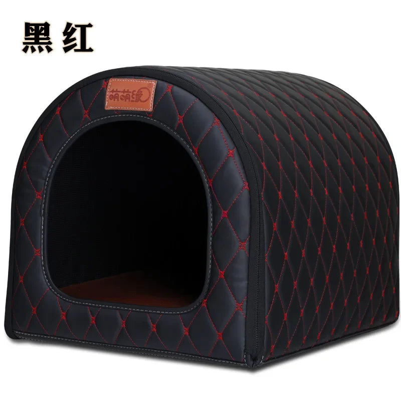 Kennel Winter Warm Waterproof Removable Washable Closed House Kennel Villa Small Dog Corgi Law 11 Pet Nest
