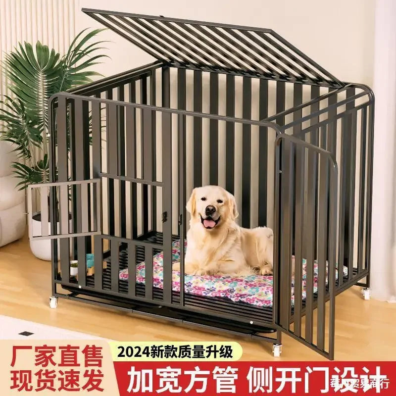 Full Square Tube Dog Cage Medium Large Dog Indoor and Outdoor Toilet Small Dog Labrador Golden Retriever Pet