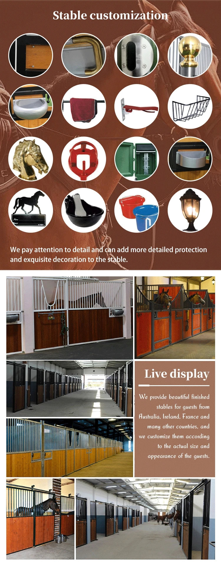 Beautiful Bamboo Horse Box Powder Coated Classic Equine Stall for Farms and Horse