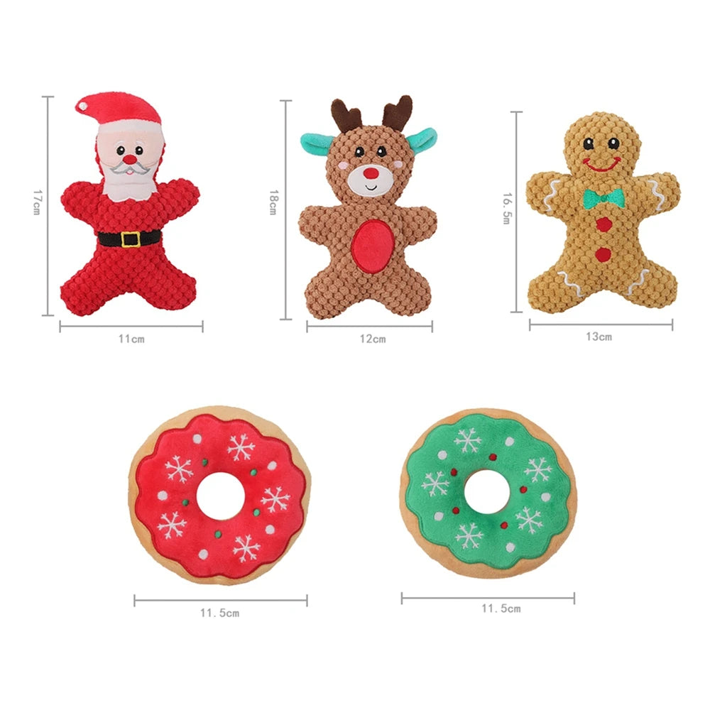 Dog Christmas Toy Plus Toy Cute Santa Elk Gingerbread Man Donut Chew Toy Dog Toy