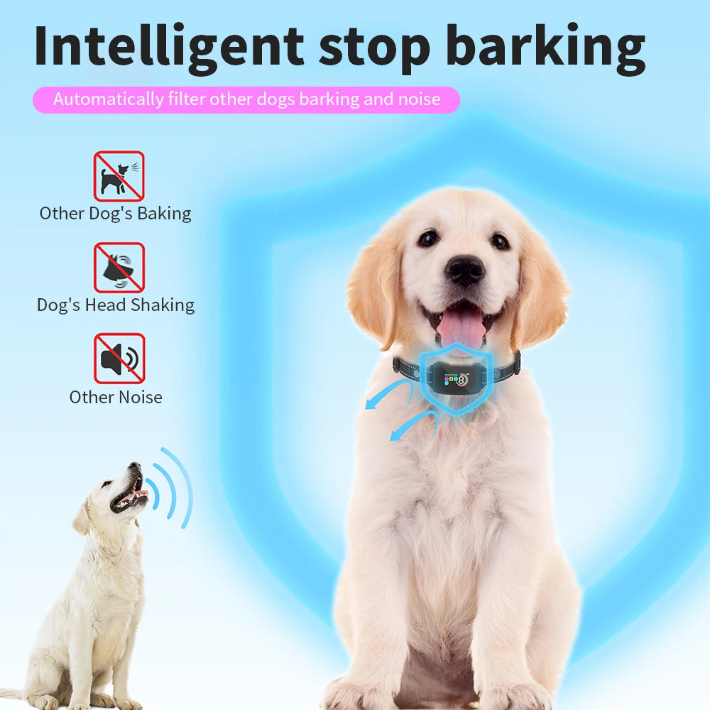 Automatic Dogs Training Collar Ultrasonic Pet Dog Anti Barking Stop Barking Vibration Anti Bark Waterproof Collar Devices Type-C